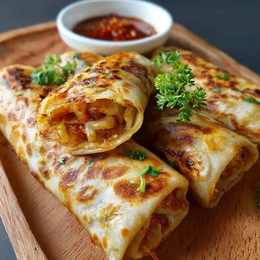 Delicious Schezwan Roti Roll wrapped with spicy fillings.