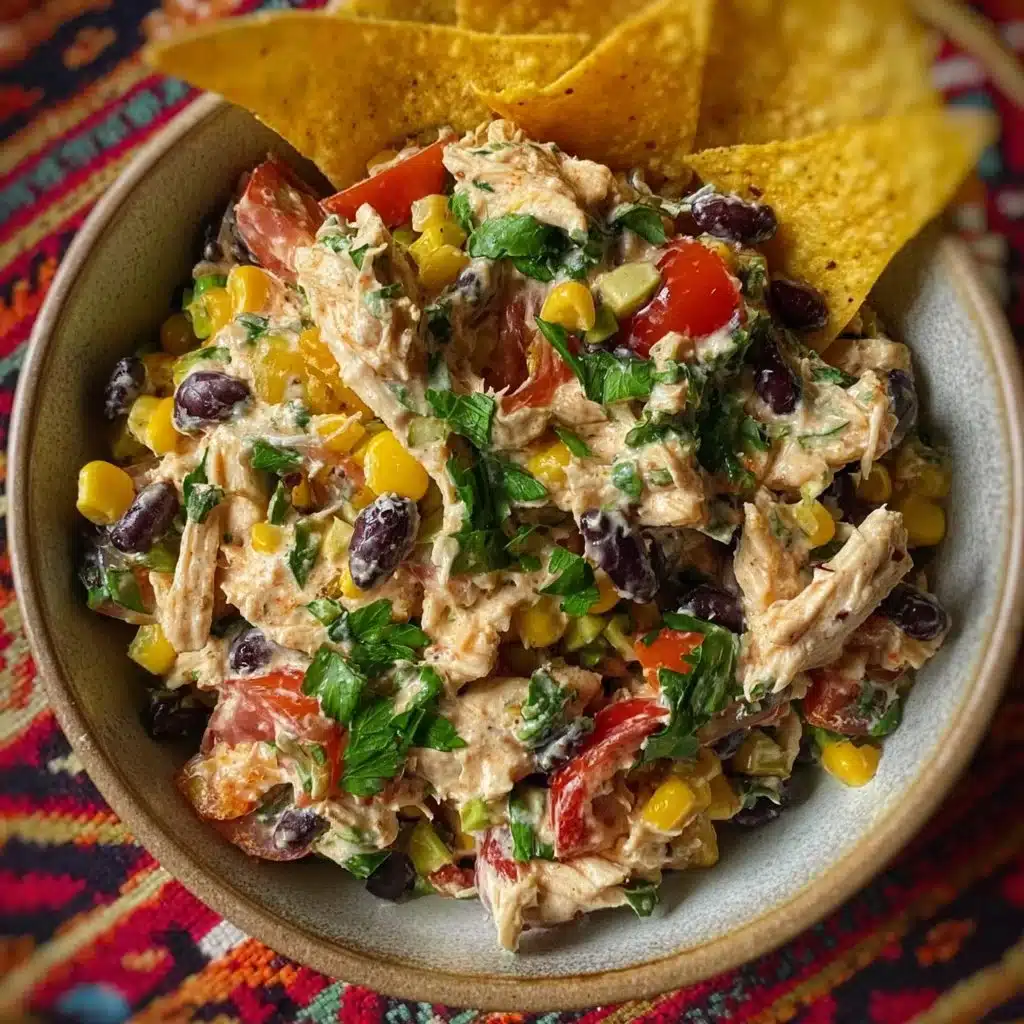 A delicious Southwestern chicken salad filled with fresh ingredients and vibrant colors.