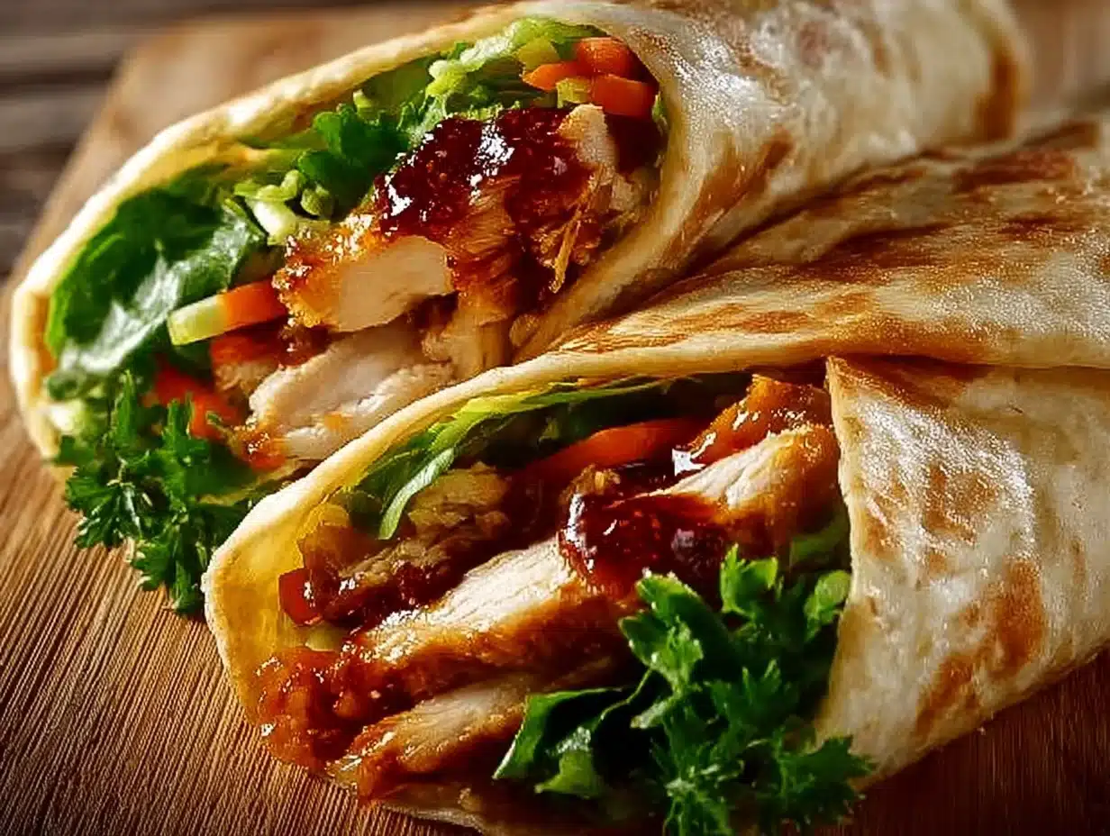 Sweet chili chicken wraps filled with flavorful ingredients