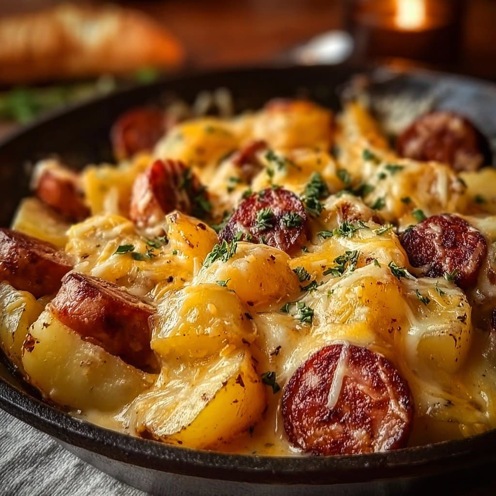Cheesy Ranch Potatoes and Smoked Sausage