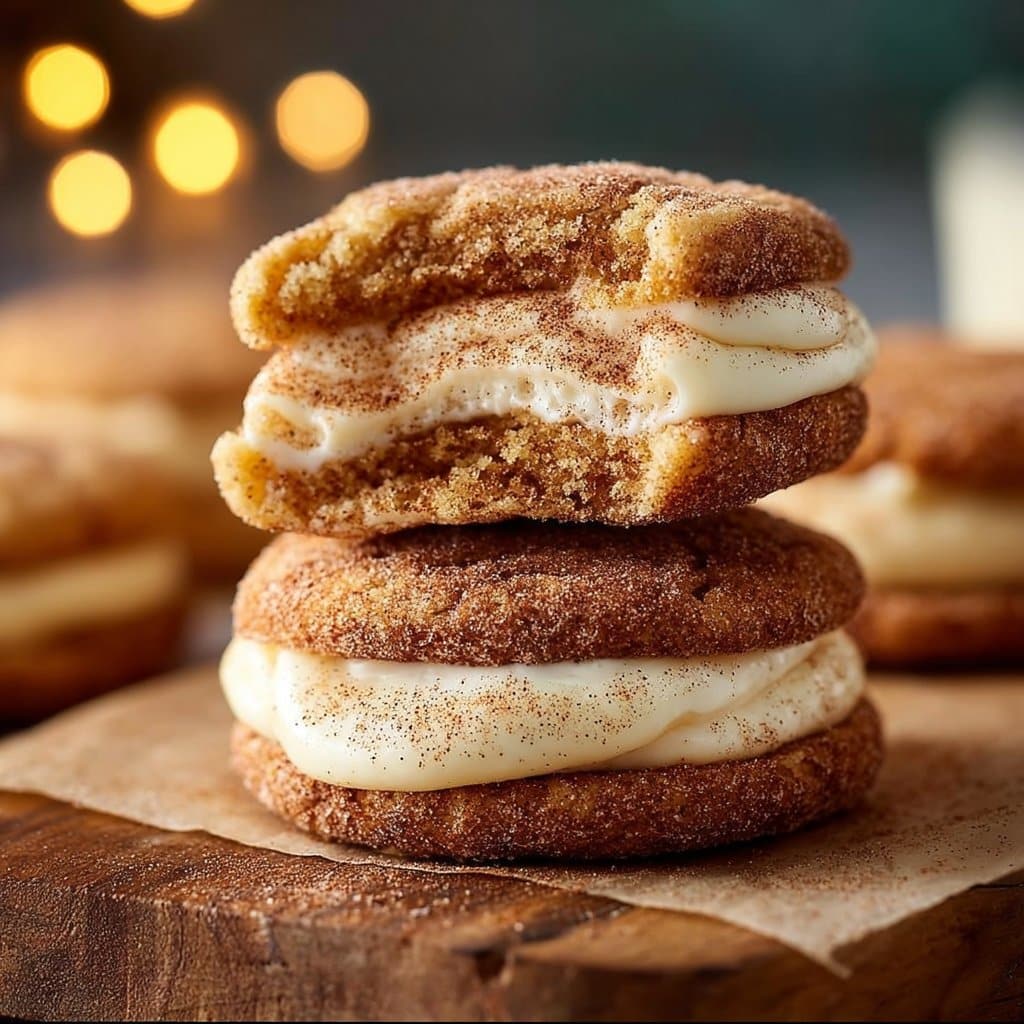 Eggnog Snickerdoodle Sandwich Cookies
