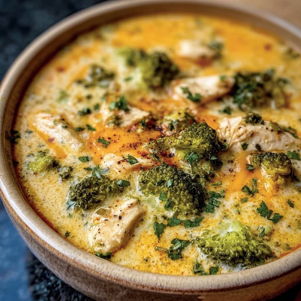 Crockpot Cheesy Chicken Broccoli Soup