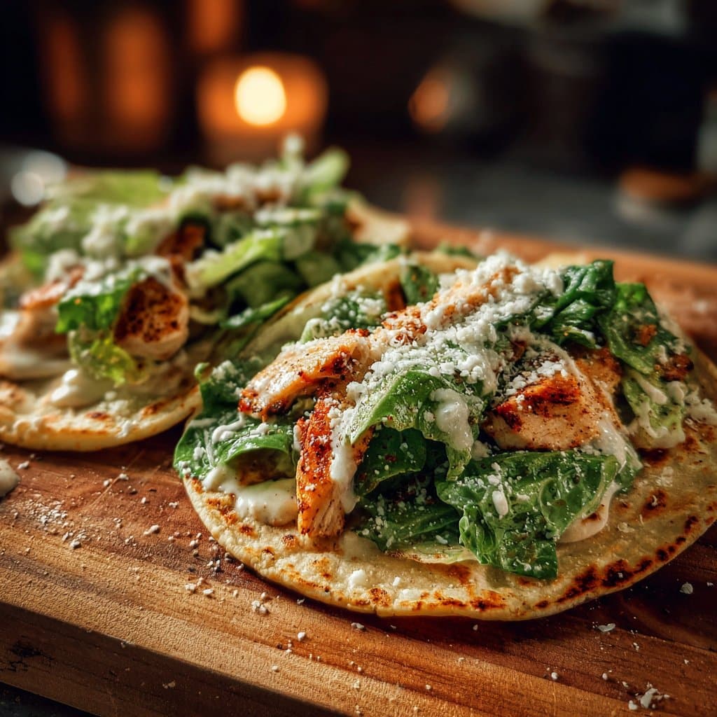 Smash Chicken Caesar Tacos