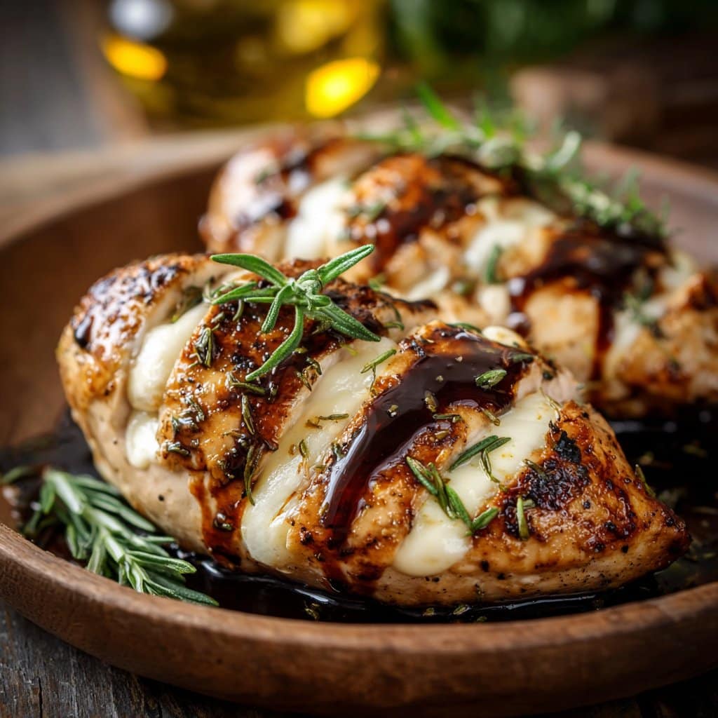 Balsamic Baked Chicken Breast with Mozzarella Cheese