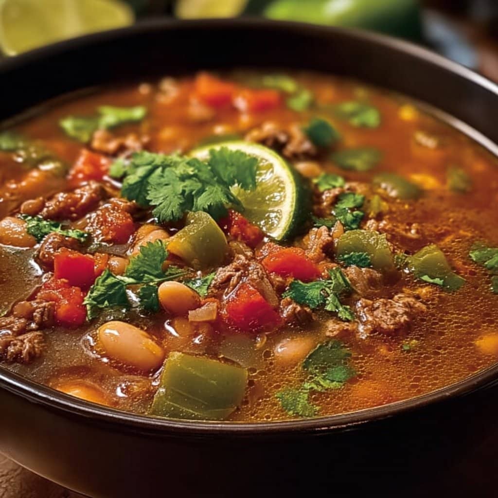 Pinto Beans, Green Chile, and Beef Soup