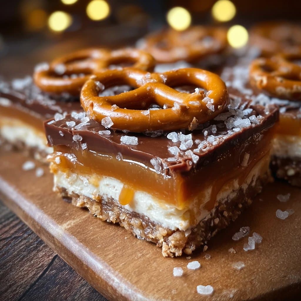 No-Bake Salted Caramel Pretzel Bars