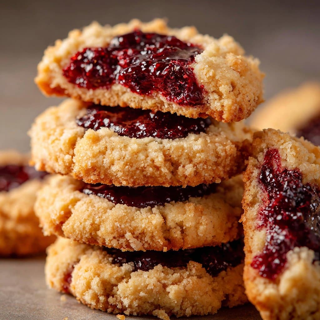 Raspberry-Filled Almond Snowball Cookies