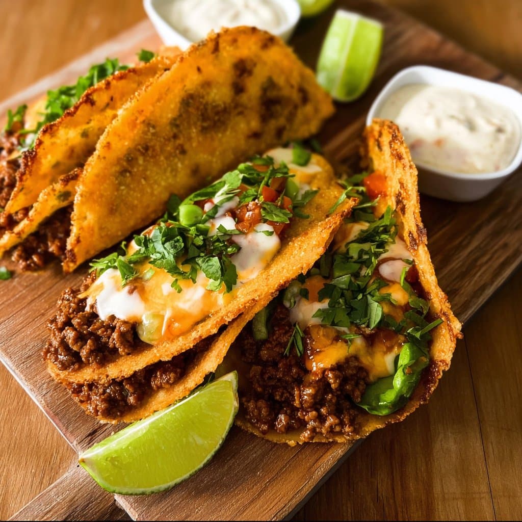 Crispy Cheesy Ground Beef Tacos