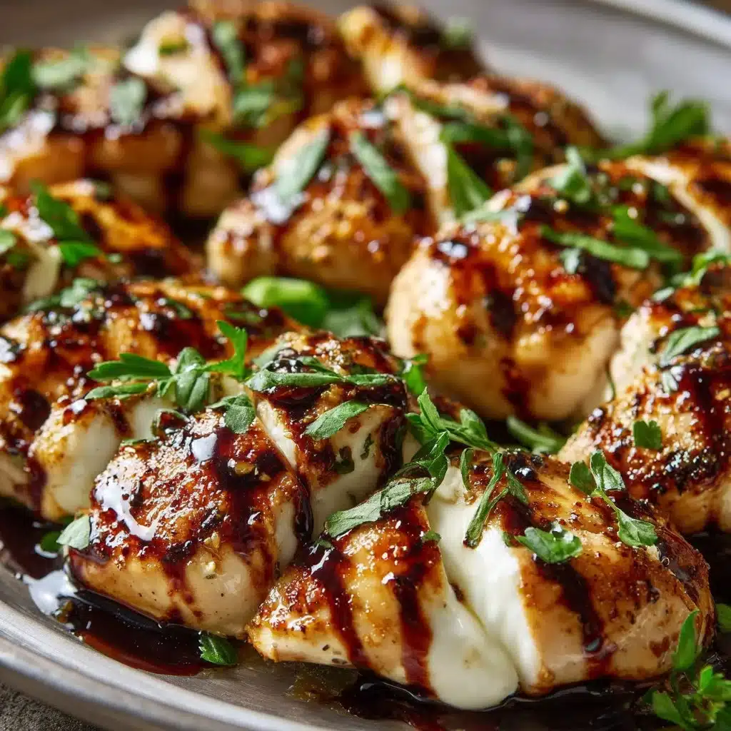 Balsamic Baked Chicken Breast topped with melted mozzarella cheese