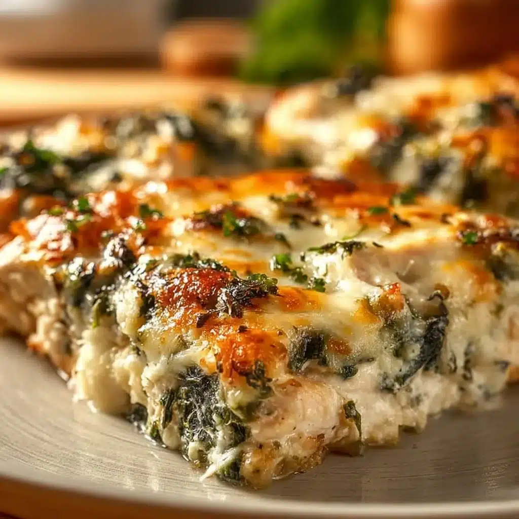 Chicken and Spinach Casserole baked dish with delicious ingredients