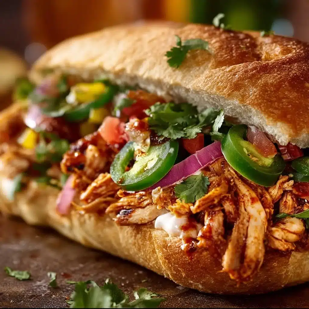 Delicious Chicken Torta sandwich with juicy chicken and fresh toppings