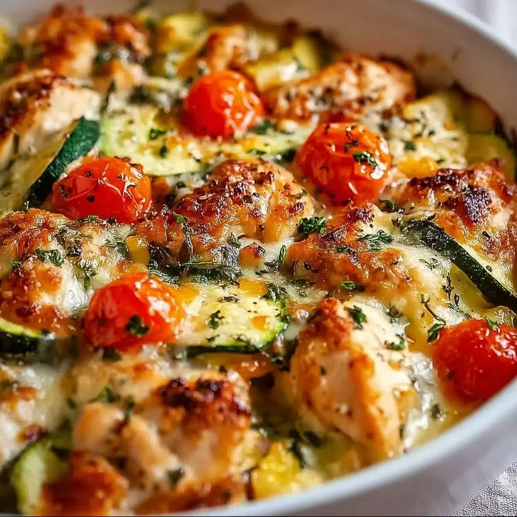 Delicious Chicken Zucchini Bake served in a baking dish