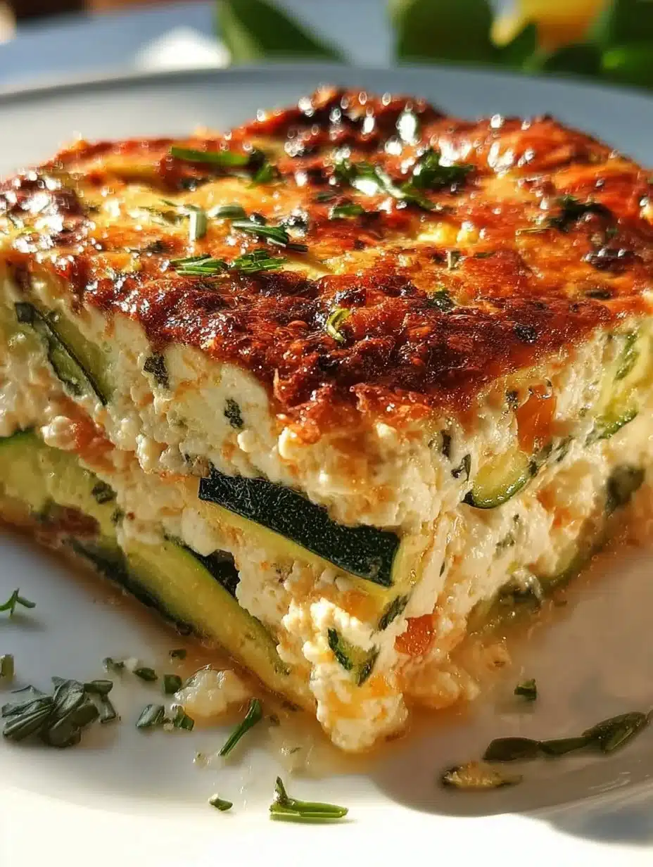 Healthy Cottage Cheese and Veggie Bake topped with fresh herbs and spices