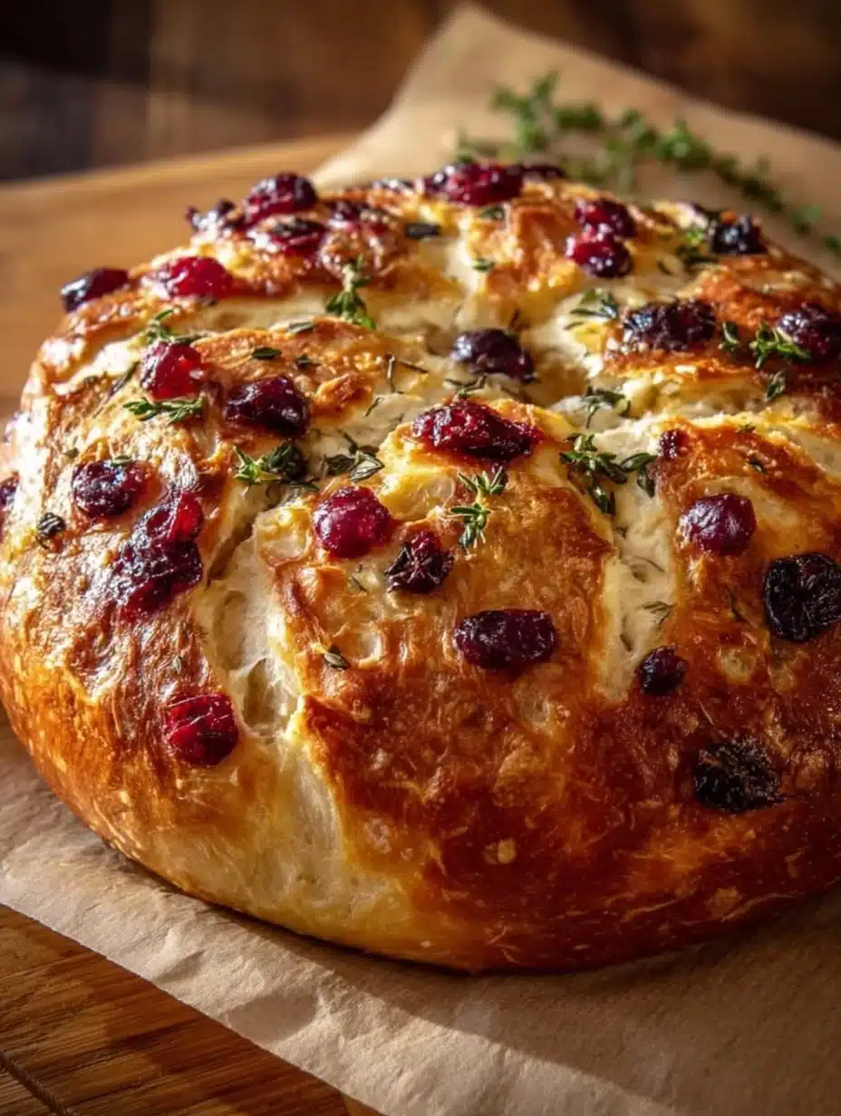 Cranberry Goat Cheese Sourdough bread with a rich texture and vibrant toppings