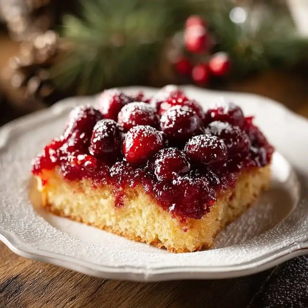 Delectable Cranberry Upside Down Cake with a fruity topping and moist texture