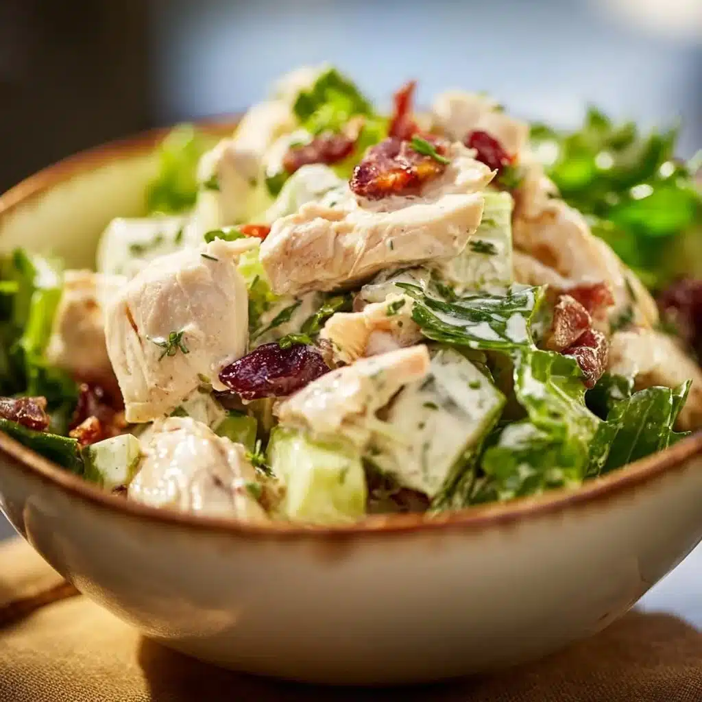 Delicious chicken salad with fresh vegetables and a creamy dressing