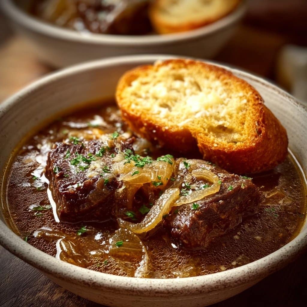 French Onion Beef Short Rib Soup