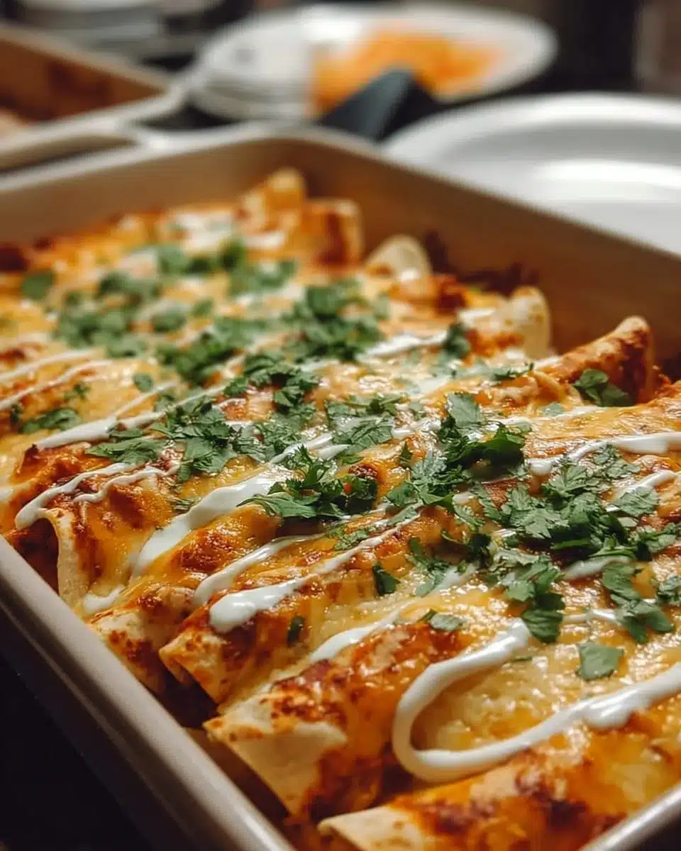 High protein chicken enchiladas with creamy white sauce