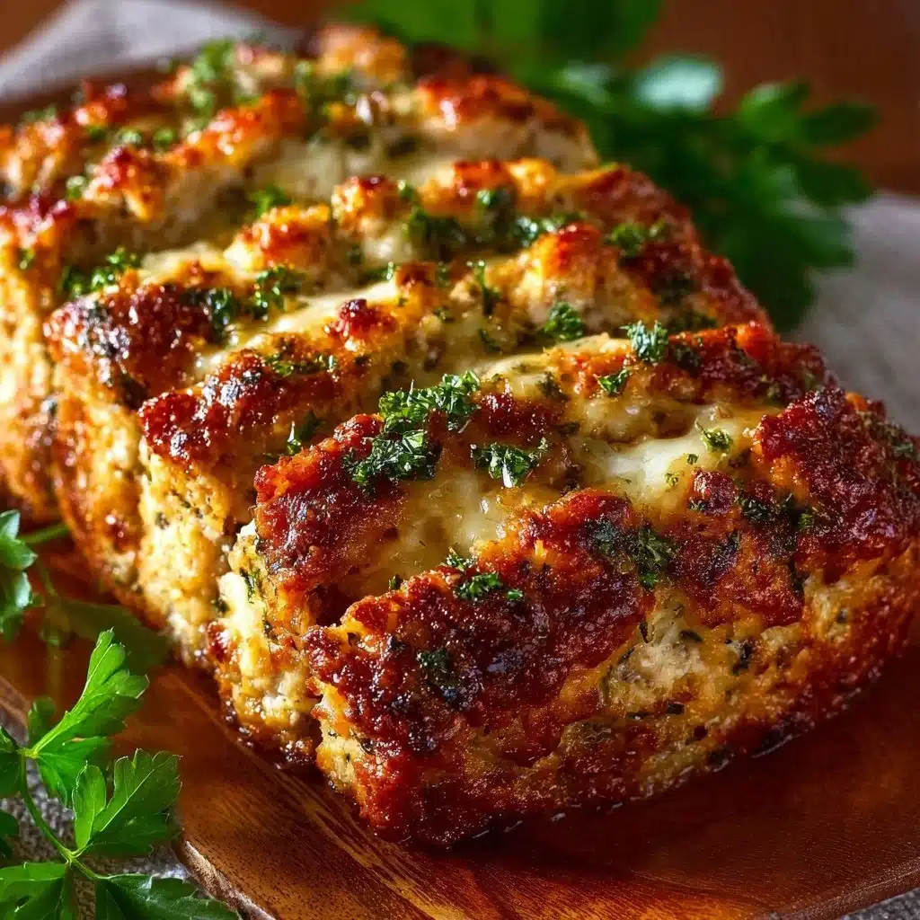 Delicious Italian chicken meatloaf served with marinara sauce