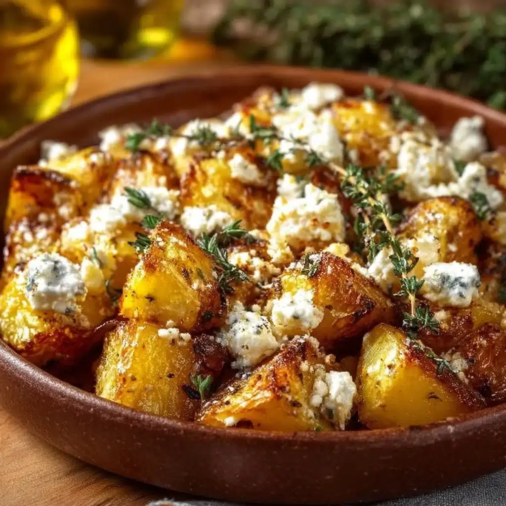 Mediterranean roasted potato bowl with tzatziki sauce and fresh herbs