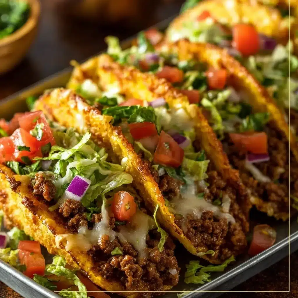 Delicious oven-baked tacos with melted cheese and fresh toppings