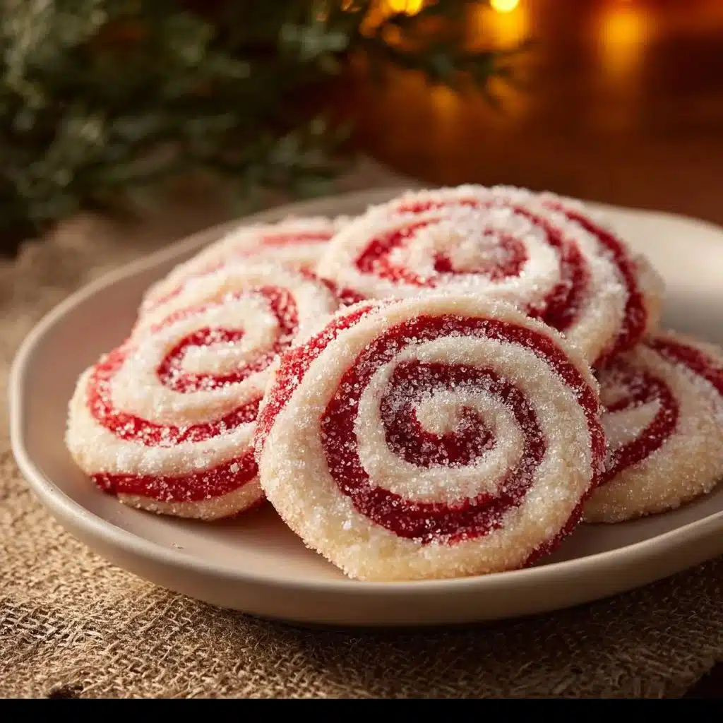 Freshly baked peppermint swirl cookies with minty icing and holiday decorations.