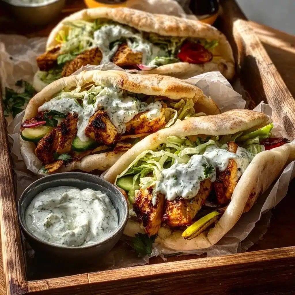 Delicious sheet pan chicken pitas served with fresh vegetables
