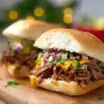 Delicious shredded beef sandwiches ready to be served