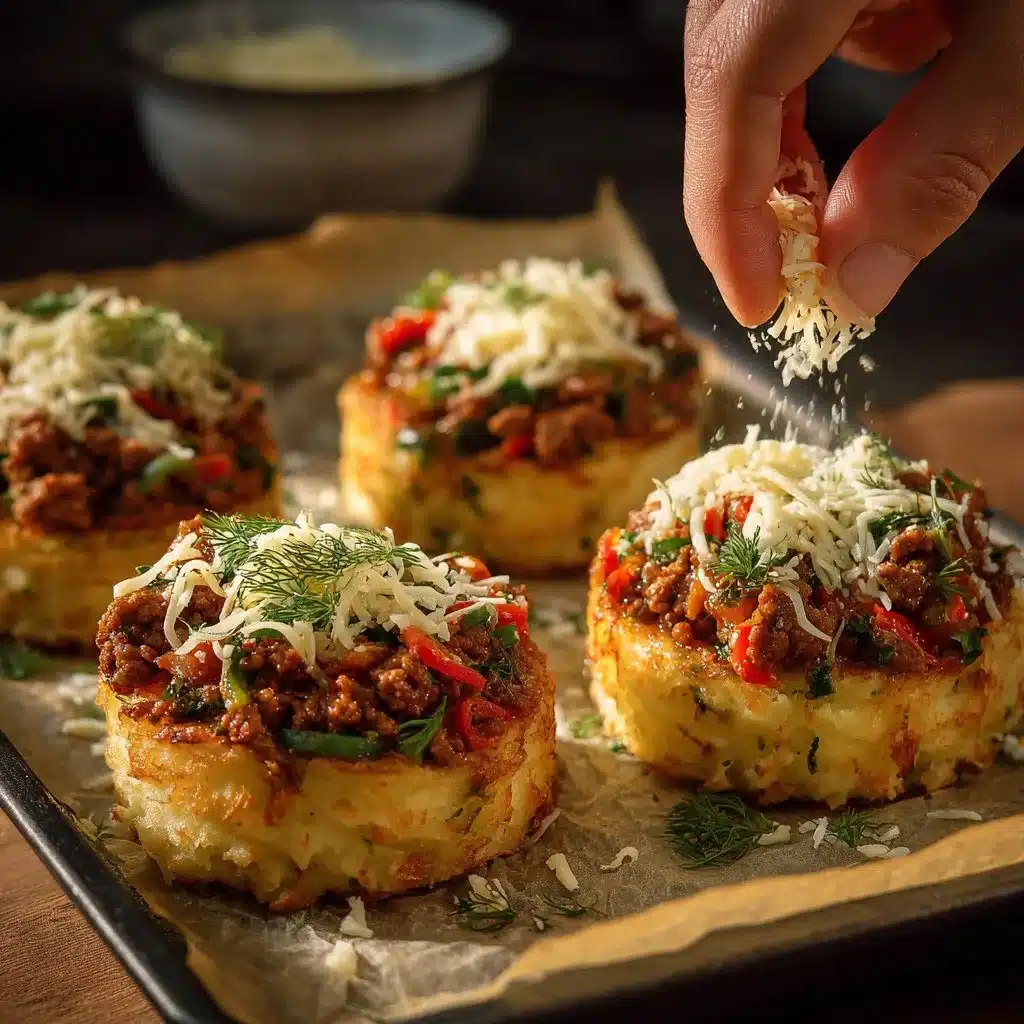 Delicious stuffed mashed potato nests filled with savory ingredients