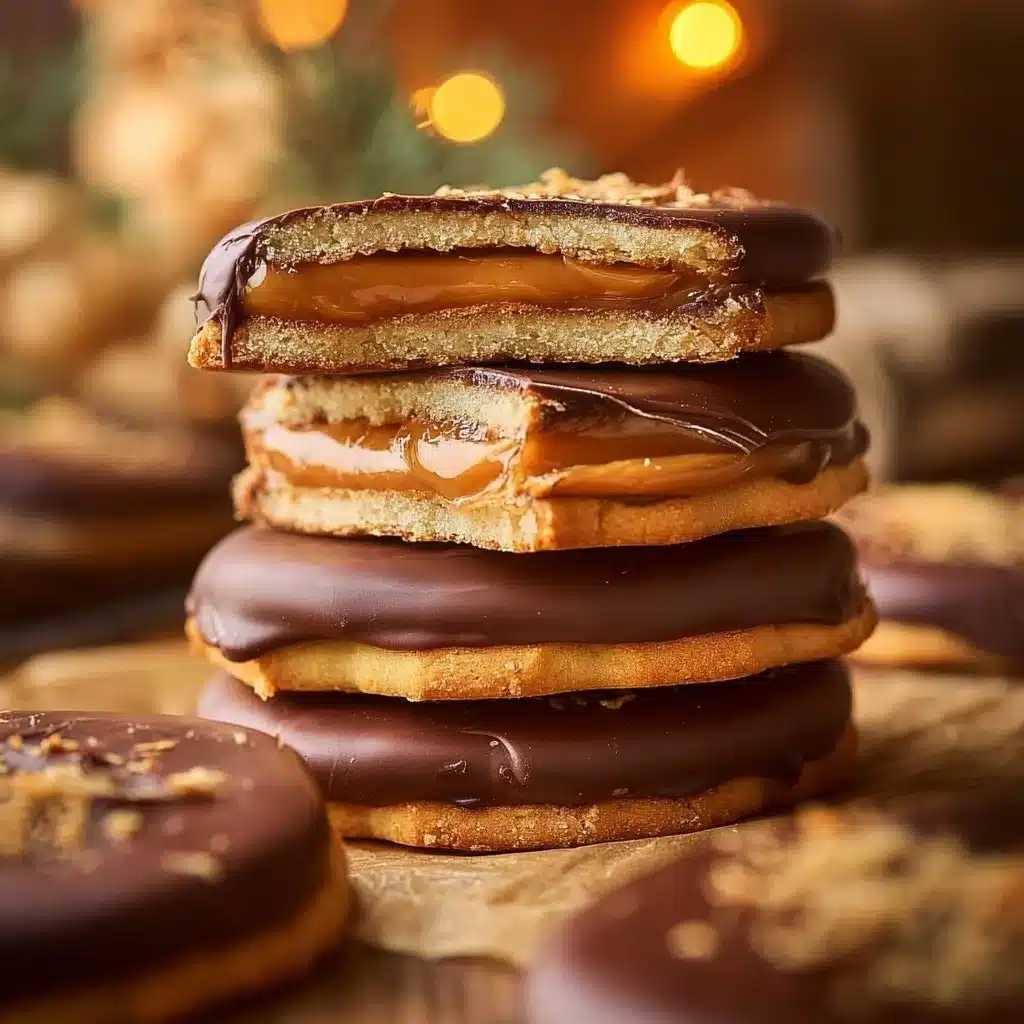 Ultimate Twix-style cookies with chocolate, caramel, and crunchy layers