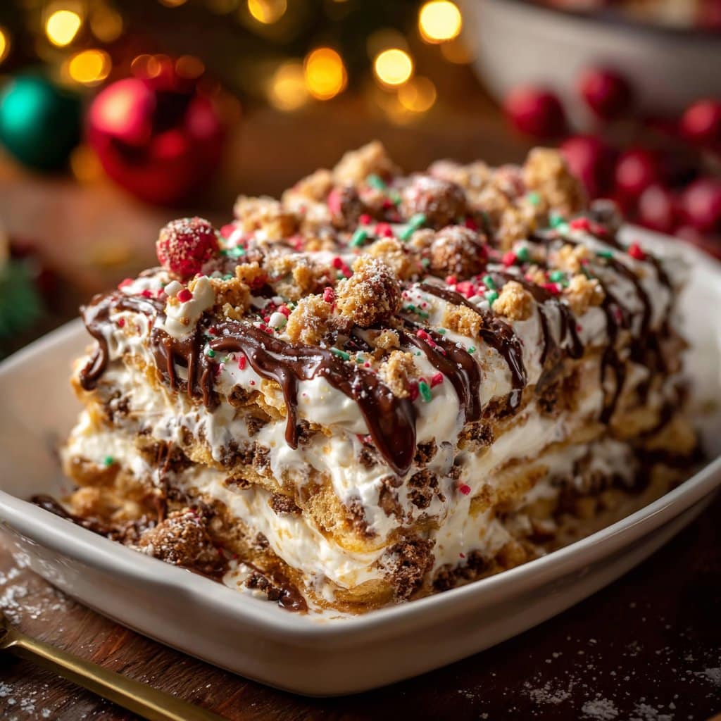 No-Bake Christmas Cookie Lasagna
