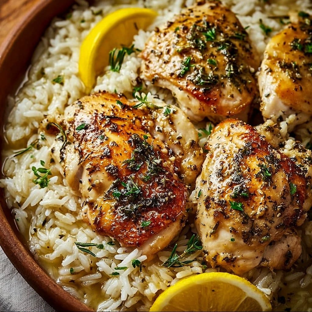 Slow Cooker Lemon Herb Chicken and Rice