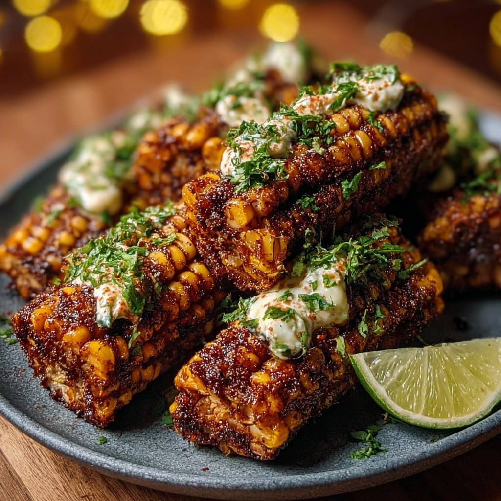 Vegan Corn Ribs with Aleppo Chili Butter & Lime Zest Cream Cheese