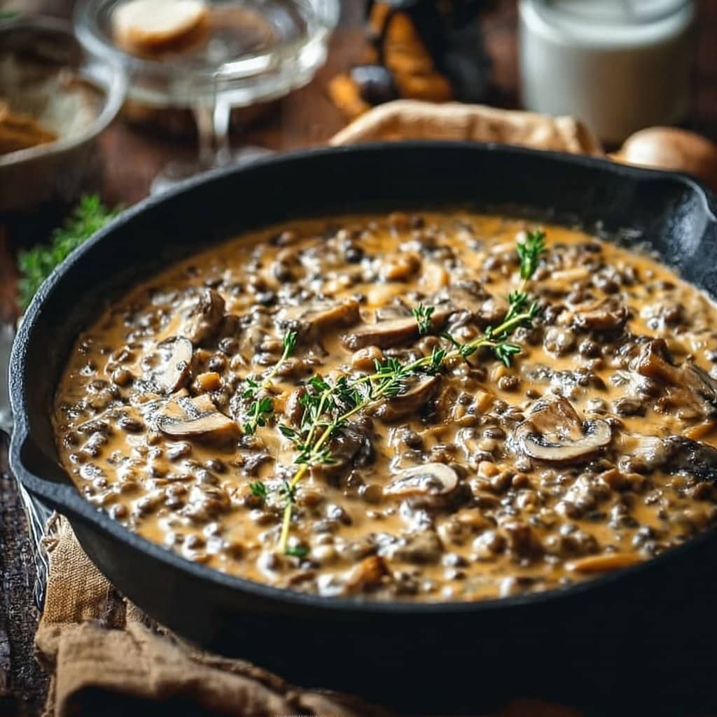 Lentil Mushroom Stroganoff