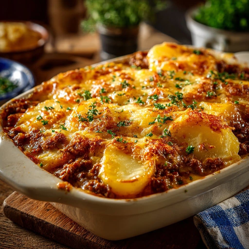 Cheesy Beef and Potato Bake