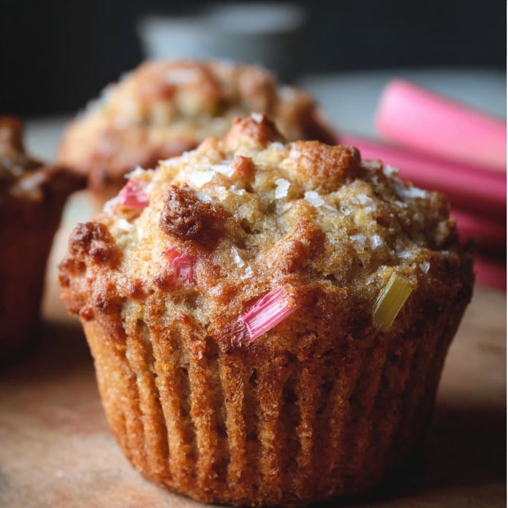 Moist Rhubarb Muffins with Greek Yogurt