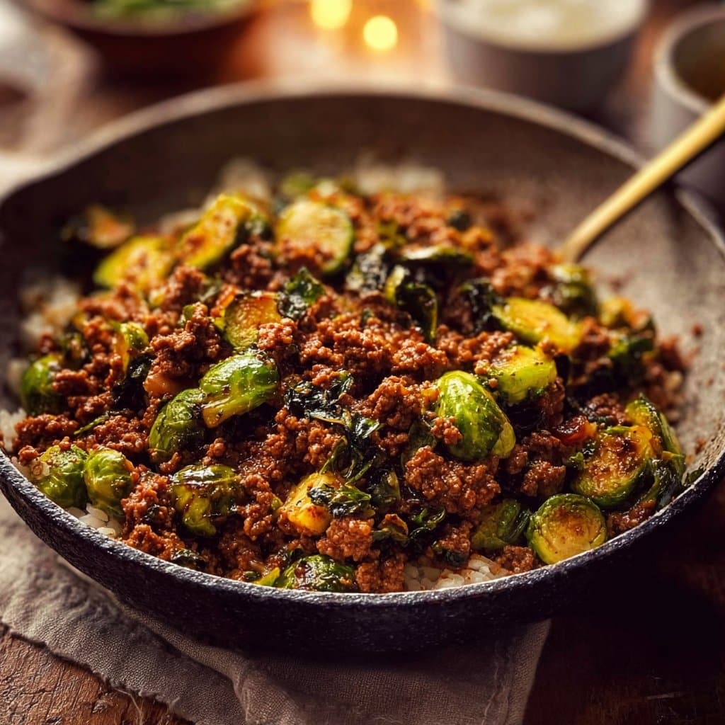 Ground Beef and Brussels Sprouts
