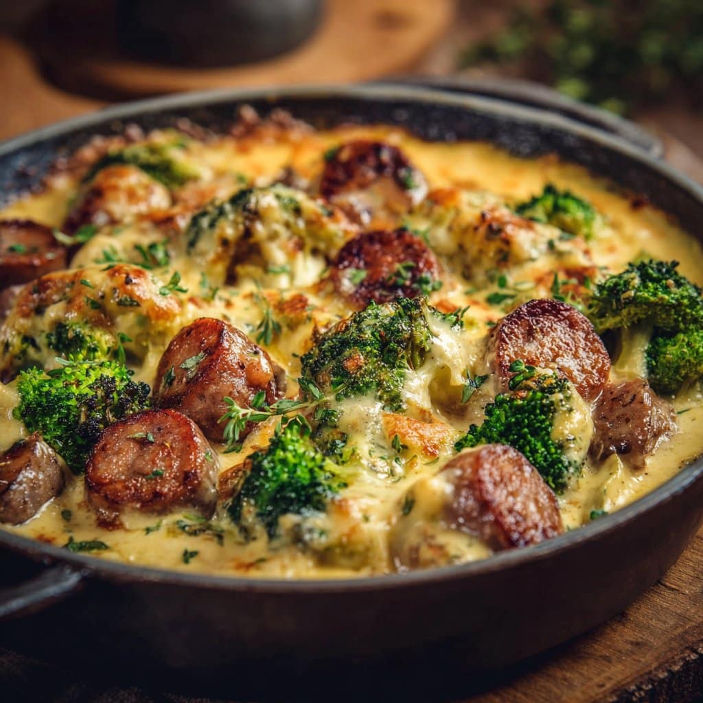 Easy Keto Broccoli & Cauliflower Au Gratin with Sausage — Low Carb Meals With Sausage