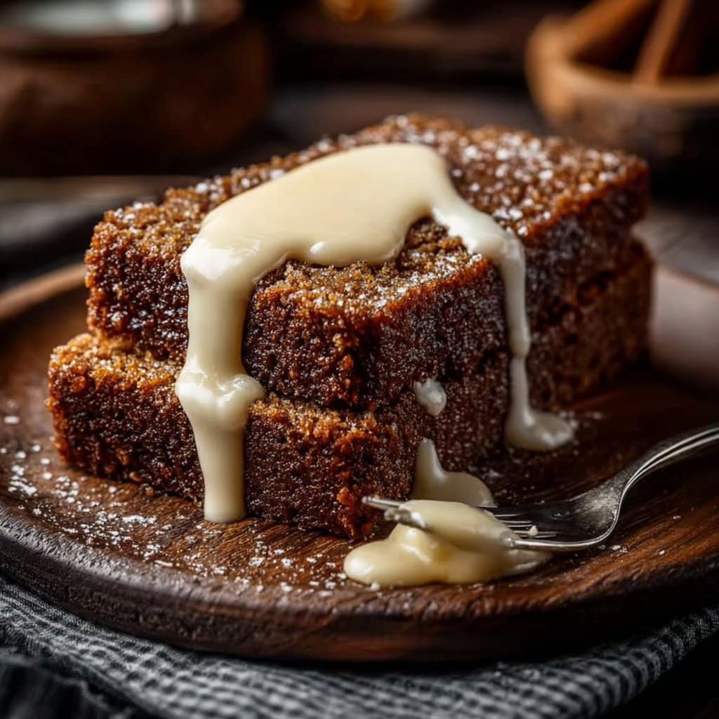Gingerbread Cake with Vanilla Cream Sauce
