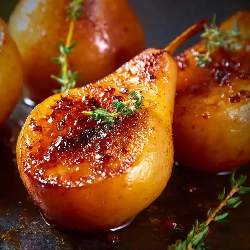 Delicious buttery roasted pears served on a plate