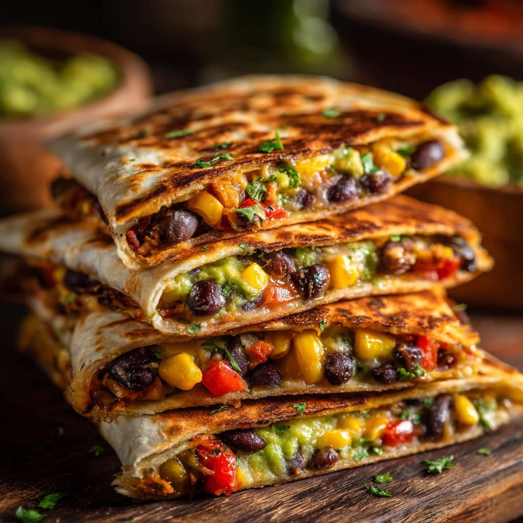Vegan Quesadillas with Black Beans and Avocado