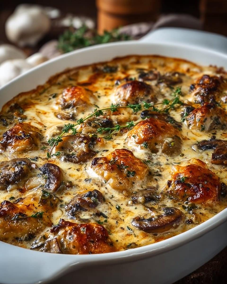 Keto Garlic Mushroom Chicken Casserole