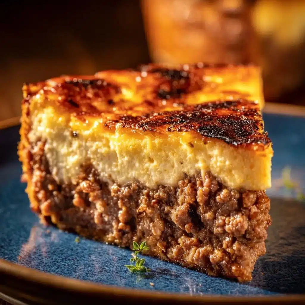 Delicious Cheesy Beef Pie served with golden crust and rich filling