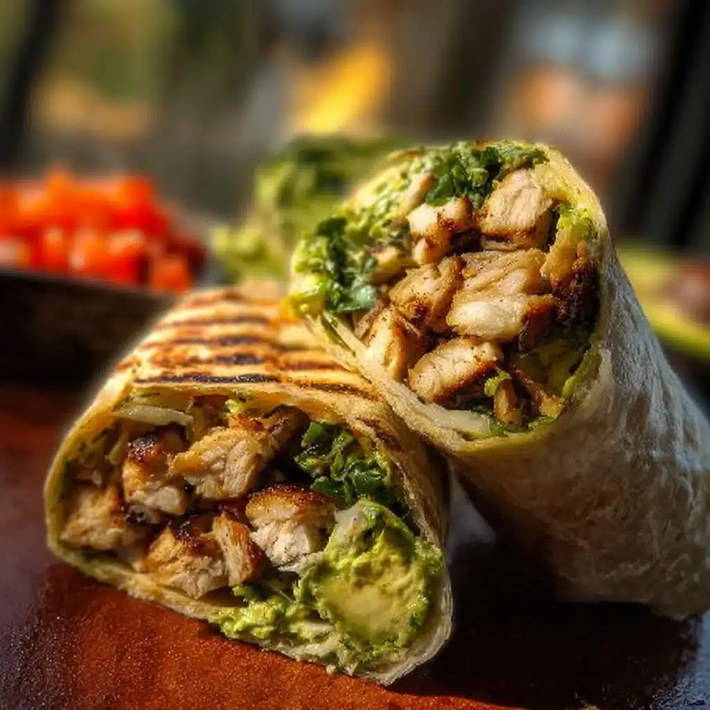 Delicious Chicken Avocado Wraps served on a plate