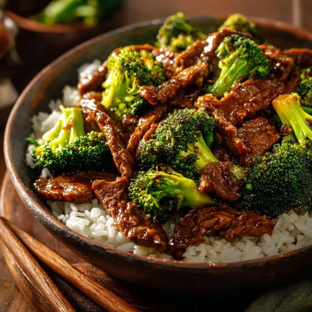 Chinese Beef and Broccoli dish with tender beef and fresh broccoli in sauce