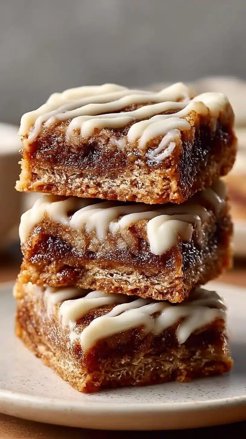 Cinnamon Roll Bliss Bars topped with creamy icing and sprinkled with cinnamon