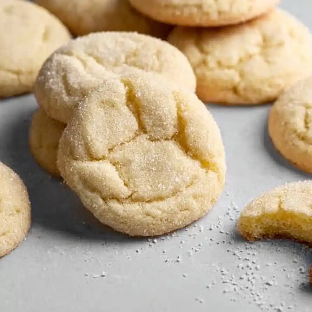 Plate of classic soft and chewy sugar cookies, ready to serve.