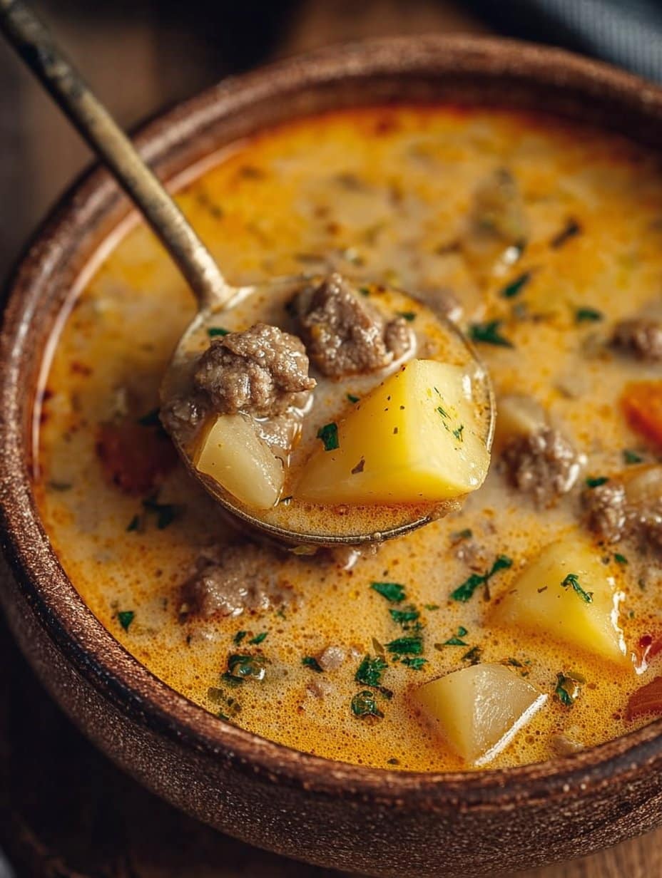 Cheesy Beef and Potato Soup