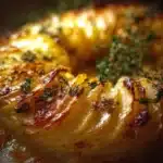 Creamy Gruyère potato gratin wreath beautifully arranged for a festive gathering