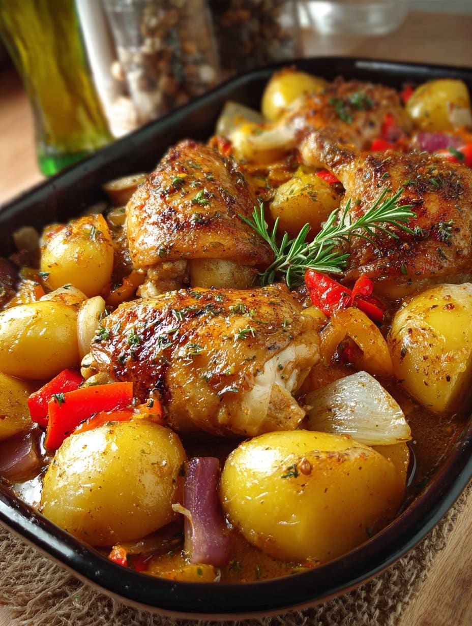 Oven-Baked Chicken with Potatoes and Peppers